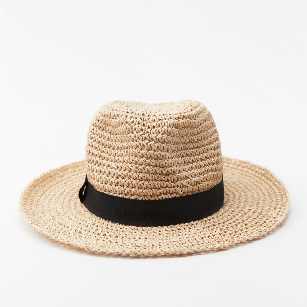 Zara Natural Straw Fedora with Black Band